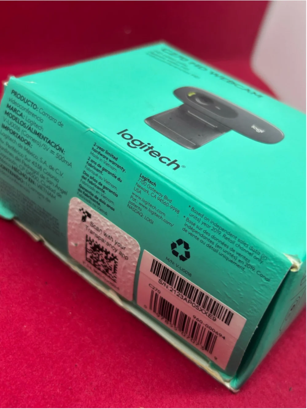 Logitech C270 HD Webcam One Size Black and Teal